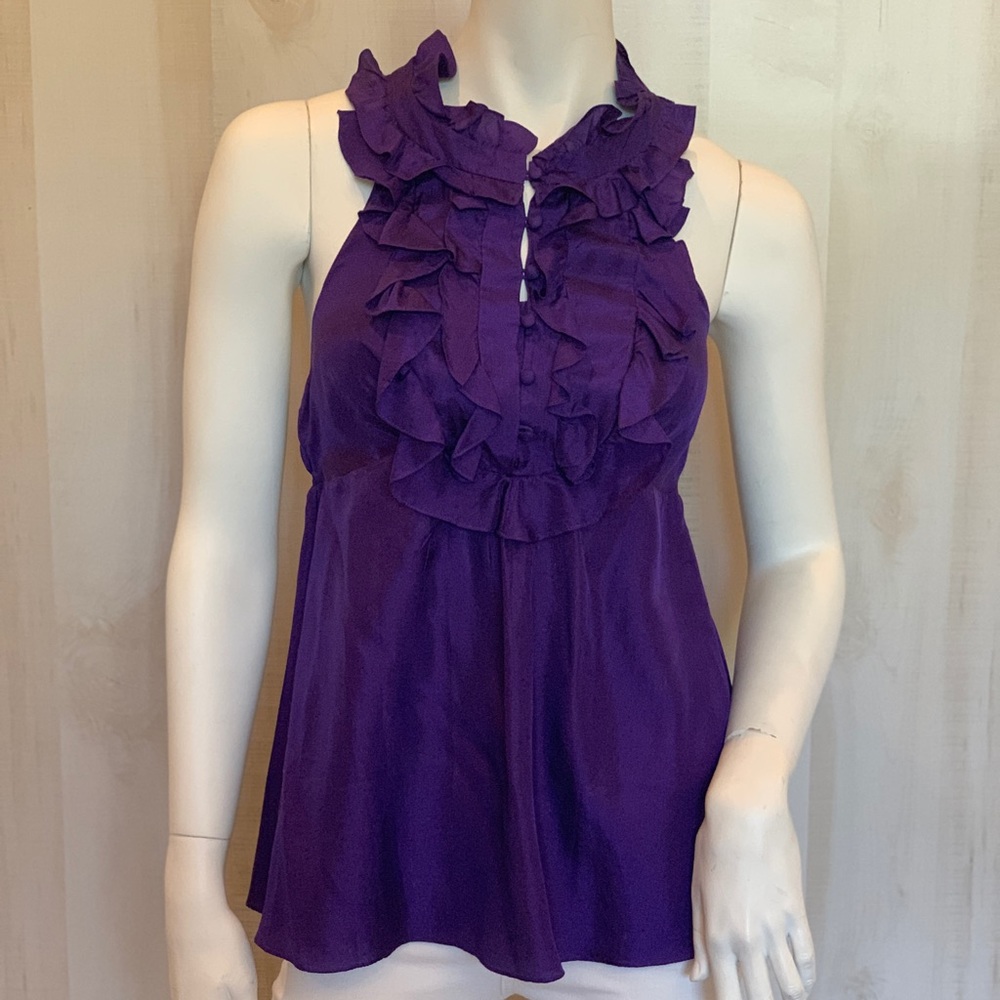 Purple Rebecca Taylor ruffled halter top 4